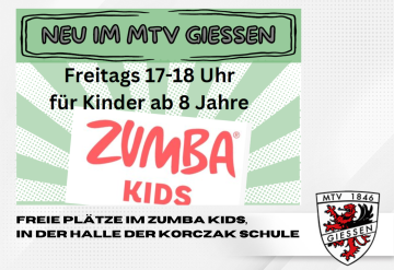 Wir haben noch freie Plätze im Zumba für Kinder, meldet euch an!
